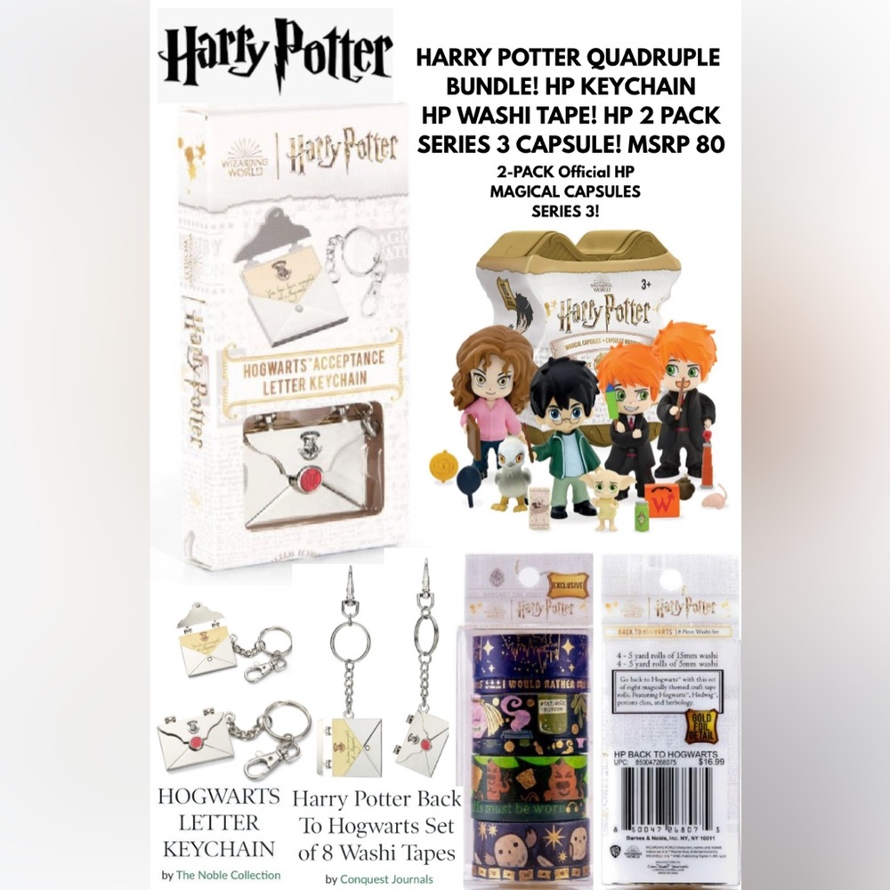NWT HARRY POTTER BUNDLE, KEYCHAIN, WASHI TAPE, 2 HUGE BLIND BOXES, & MORE!